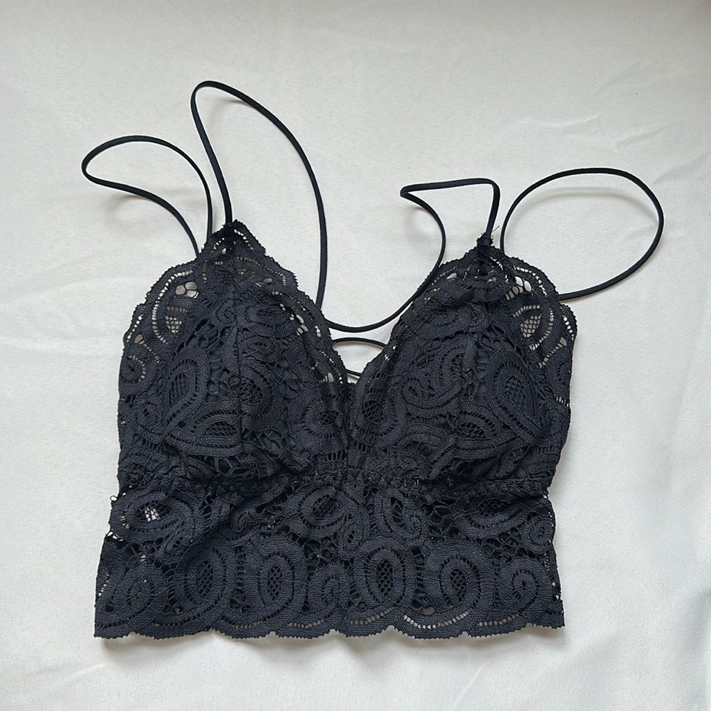 PINK black padded bralette